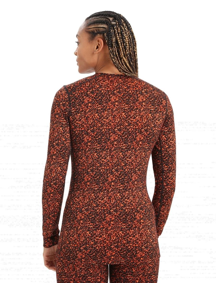 Black / Cherry Women's Icebreaker Merino 200 Oasis Long Sleeve Crewe Lichen Base Layers | USA 1826EBCX